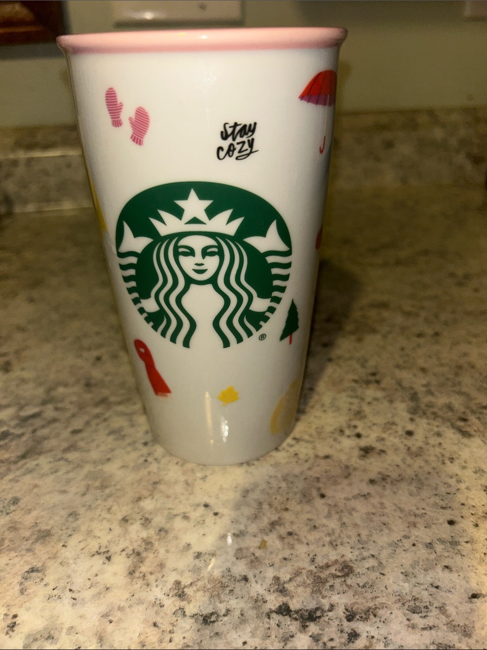 Starbucks ban. do collab ceramic mug. No lid. Excellent condition. “ stay cozy “